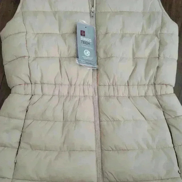 Swiss Tech Tan Hooded Fitted Fall Winter Long Vest XS - Picture 6 of 11